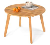 Table d'appoint COSTWAY en bois, table de jardin ronde, table en bois d'acacia, table de balcon, table basse pour le jardin, le balcon ou la terrasse, 62 x 62 x 40 cm