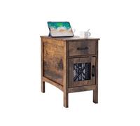 VEVOR Table d'appoint de ferme à 3 niveaux, table de chevet avec ports et prises USB, table d'appoint avec armoire de rangement et 1 tiroir, idéal pour salon, chambre, bureau, couleur bois naturel
