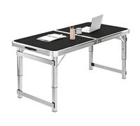 Table d'appoint de gril 70-180cm, table pliante de camping en aluminium 3 tables de pique-nique portables à hauteur réglable pour établi utilitaire extérieur plage d'arrière-cour(Noir,80cm/2.6ft)