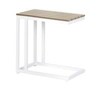 Table d'Appoint de Jardin Bois Plastique Meuble d'Extérieur Cadre Blan