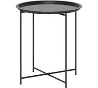 Petite table basse - Outsunny - ronde - plateau amovible avec bord relevé, pieds pliables - cadre en acier - noir