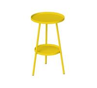 Outsunny Petite Table Appoint Ronde 2 Niveaux Table Jardin Extérieur Jaune