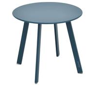 Table d'appoint de jardin ronde ""Saona"" bleu canard mat 50x45cm en acier cataphorèse - Hespéride
