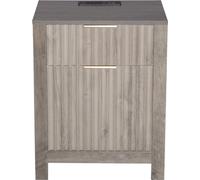 Table d'appoint de style fermier Table de chevet carrée avec ports USB et prises électriques Lot de 2 Gris