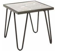 HAKU Table d'appoint en Bois Massif Naturel, métal Anthracite, Verre trempé, Table de Salon, Table Basse en Bois - Dimensions : L 50 x H 50 x P 50 cm, Style : Art déco