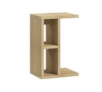 HOMCOM Table d'appoint 3 Niveaux, Bout de canapé en Forme de C avec 2 Compartiments Ouverts, Table Basse pour Salon, Chambre, 40 x 29,8 x 60 cm, chêne