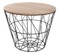 Table d'appoint design en MDF et métal noir - Diamétre 38 cm x Hauteur 30 5 cm