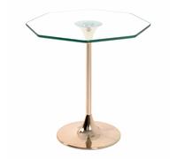HAKU Table d'appoint Lya – métal doré, verre trempé 8 mm, L45×H47×P45 cm, style Art déco