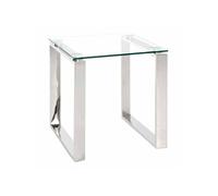 HAKU Table d'appoint Acier INOX, INOX, Verre trempé 8 mm - Dim.: L 42 cm x H 45 cm x P 42 cm, Style: Modern
