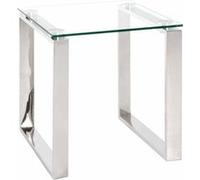 HAKU Table d'appoint Acier INOX, INOX, Verre trempé 8 mm - Dim.: L 42 cm x H 45 cm x P 42 cm, Style: Modern