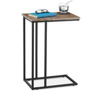 Table D'Appoint, Design Industriel, En Forme De C, Métal, Aspect Bois, H X L X P 66 X 46 X 30 Cm, Marron/noir - Relaxdays
