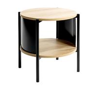 HAKU Table d'appoint Ronde en chêne Naturel et Noir, Plateau en MDF, piètement en métal, Table Basse Ronde - Dimensions : H 44 x Ø 44 cm Style : Moderne