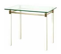 HAKU Table d'appoint Ruben 60 cm Design Blanc & Or Bois massif Métal Verre trempé 10 mm