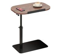 Table d'appoint d'extérieur en forme de C, pliable, pour canapé et balcon. Structure en métal avec plateau en bois. Gain de place, idéale pour les petits espaces. Couleur : noyer