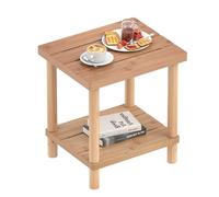 Table d'appoint d'extérieur, Petite table de jardin à deux niveaux pour terrasse, Table d'appoint style Adirondack pour intérieur et extérieur Bambou facile d'entretien pour piscine et véranda-Natural