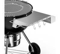 Table d'appoint d'extérieur pour barbecue Weber de 57 cm (barbecue à charbon sphérique et barbecue à charbon Master-Touch), table latérale pour barbecue avec support de rouleaux et 4 crochets pour ust