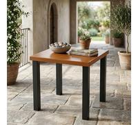 Table d'appoint d'extérieur Tribesigns, table de balcon et de jardin résistante aux intempéries, avec plateau aspect bois et pieds métalliques noirs robustes, pour la terrasse