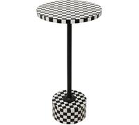 Kare Domero Chess Table d'appoint Design Ronde avec Structure en Acier Blanc/Noir Diamètre 25 cm 50 x 25 x 25 cm