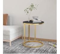 vidaXL Table d'appoint Doré et noir 45 cm verre trempé