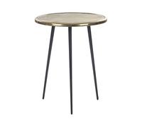 Table d'Appoint Doré et Noir en Aluminium et Fer Effet Vieilli sur Trépied