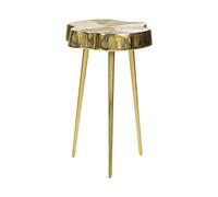 Beliani Table d'Appoint Dorée en Métal Finition Brillante Trépied Plateau Irrégulier Taupo