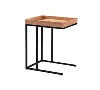 Table d'Appoint Effet Chêne et Métal Noir - RENO -