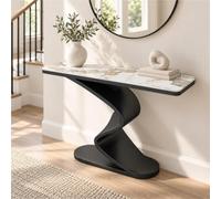 Table D'appoint Effet Marbre, Console Hall D'entrée, Table Console Étroite | Surface Effet Pierre, Piètement Noir En Spirale Et Profil Fin Pour Hall, Séjour Ou Entrée Moderne(Black,47.2"/120cm)