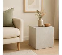 [en.casa] Table d'Appoint en Forme de Cube Bout de Canapé Design Unique Support de Plantes Table de Chevet Capacité de Charge 30 kg MDF 45 x 40 x 40 cm Aspect Marbre Taupe