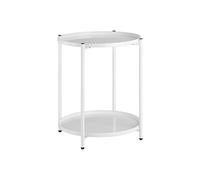 Table basse - TECTAKE - Table d'appoint ronde OXFORD avec 2 étages en acier avec pieds en plastique Ø 45,5 x 53 cm - Blanc