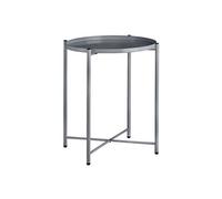 Table basse - TECTAKE - Table d'appoint ronde CHESTER acier avec étagère amovible, structure filigrane, Ø 45,5 x 53 cm - Gris foncé
