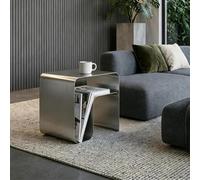 Table d'appoint en acier inoxydable, table d'appoint moderne à cadre en acier, petite table de chevet minimaliste et canapé - lit dans le salon chambre Bureau,17.7in x 13.8in x 17.7in