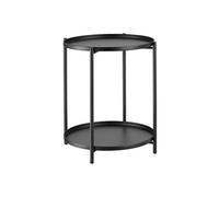 Table basse - TECTAKE - Table d'appoint ronde OXFORD avec 2 étages en acier avec pieds en plastique Ø 45,5 x 53 cm - Noir