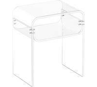 Table d'appoint en acrylique, table de chevet transparente à 2 niveaux avec étagère de rangement, bureau d'appoint rectangulaire moderne en acrylique, table de chevet transparente épaisse pour chambre