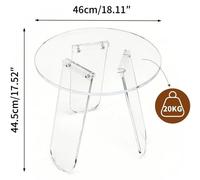 Table d'appoint en acrylique - Table ronde, idéale comme table basse ou table de chevet - 100%.polyacrylique - Transparente et incolore - Dimensions : 46 x 44,5 cm - Design moderne et minimaliste - Pa