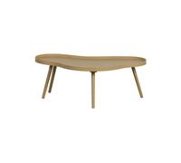 Table d'appoint en bois beige, forme organique, avec rebord - Woood, Mae - 100x58x35 cm