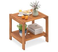 Table d'appoint en bois COSTWAY, table de jardin avec trou pour parasol et compartiment de rangement, table en bois, petite table de balcon, table basse pour le jardin ou le balcon, 51 x 48 x 45 cm