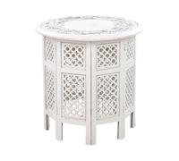 Table d'appoint en bois de manguier blanc cassé ELARA