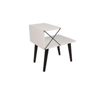 Table d'appoint en bois et métal NINO - Blanc et noir