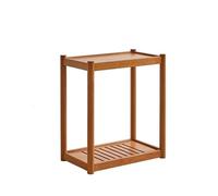 Table D'appoint En Bois Massif Avec étagère Rangement Et Roulettes,table D'angle Canapé Double Couche,présentoir Pour Plantes D'intérieur Et D'extérieur,convient Pour Le Cherry 50x68 cm/19.7*26.8 in