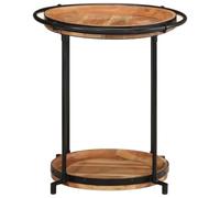 Table d'appoint en bois massif d'acacia avec structure en fer, 2 | Plateau robuste, style industriel, utilisation intérieure et extérieure, surface lisse facile à nettoyer