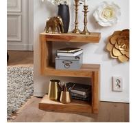Table d'appoint en bois massif FineBuy - Bout de canapé 44x60x30cm - Marron clair