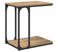 Table d'appoint en C - vidaXL - Chêne artisanal - 50x35x52 cm - Bois d'ingénierie - Cadre en acier - Étagère intégrée