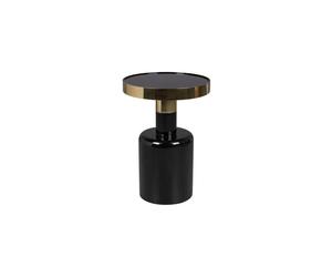 Table d'appoint en céramique noire, guéridon, détail doré - Zuiver, Glam - 36x36x51 cm