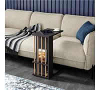 Table d'appoint en forme de C avec roulettes et tablette, anthracite, 29 x 44 x 65 cm