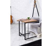 Table d'appoint en forme de C avec roulettes, métal et bois, 40 x 44 x 55 cm, Pijnboom
