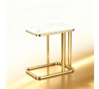 Table D'appoint en Forme De C,Bout De Canapé,Table Basse À Café | Table De Chevet,Plateau Aspect Marbre,Cadre En Acier,Table Basse,Meubles De Salon,pour Salle De Bain,Chambre,Bureau(White 2)