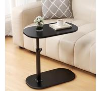 Table d'appoint en Forme de c Hauteur réglable, 360 ° Pivotante Ordinateur Portable stand pour canapé/LIT, Bois Petite Table Basse pour Salon Balcon Chambre, Design léger,Facile à Monter (Black)
