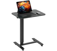 Table d'appoint en forme de C - Hauteur réglable - 4 roulettes - Panneau de particules et acier - 65 x 48 x 70 cm - Noir