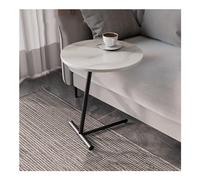 Table d'appoint en forme de C, table de collation en imitation marbre, table de chevet coulissante sous le canapé, table de nuit avec rangement, bureau d'ordinateur portable compact pour petits