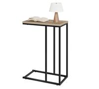 Table d'Appoint en Forme de C - WOLTU Bout de Canapé - Bois et Métal - Chêne Gris+Noir W0ATT1041